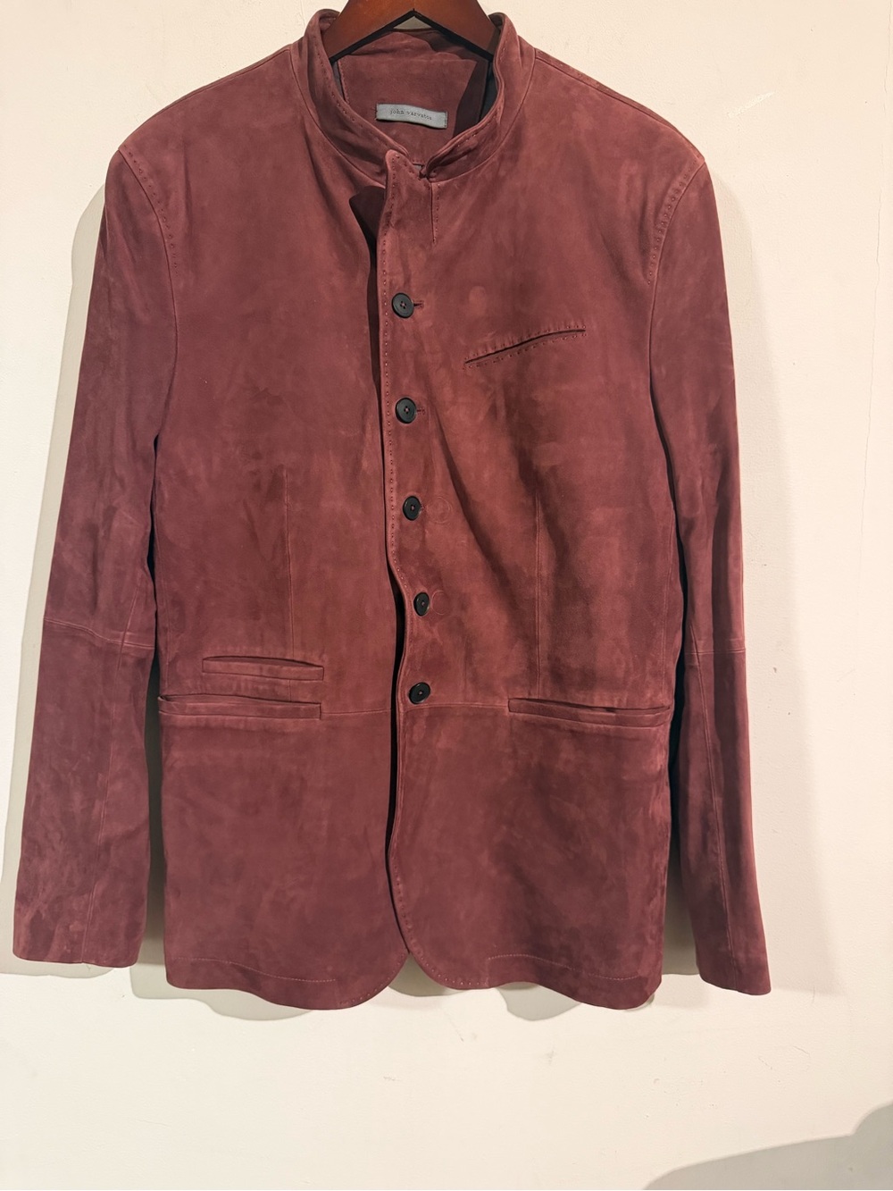 $2,498 John Varvatos Varick Goat suede Stand-Collar Blazer in Dusty Rose jacket